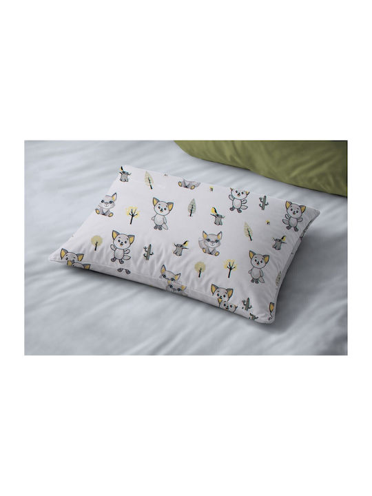 Dimcol Bebe Baby Pillowcase Made of 100% Cotton White-Grey 45x35cm