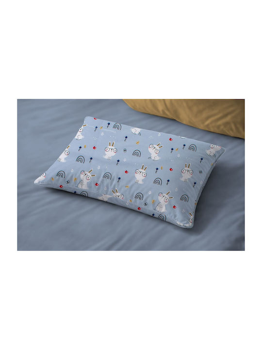 Dimcol Rabbit Garden 584 Baby Pillowcase Made of 100% Cotton Sky Blue 45x35cm