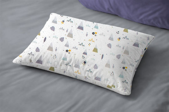 Dimcol Whimsical Mountainside 588 Baby Pillowcase Made of 100% Cotton White-Grey 45x35cm