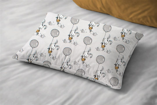 Dimcol Floating Bunny 715 Baby Pillowcase From 100% Cotton Grey 45x35cm
