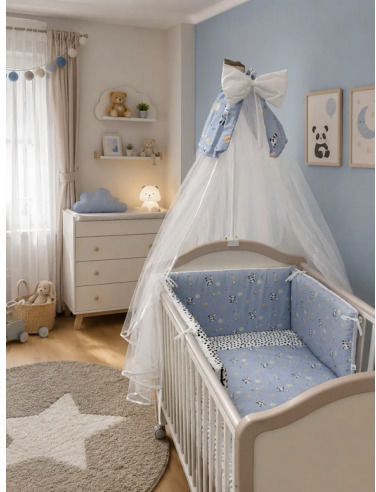Baby Star Set Pentru Patut Bleu 6 Bucăți 7798.PANDA.S