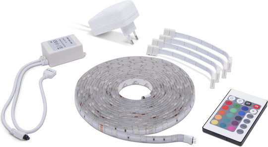 Alista Home Bandă LED Impermeabilă 12V RGB Lumină 5m Tip SMD5050 cu Sursă de Alimentare și Telecomandă