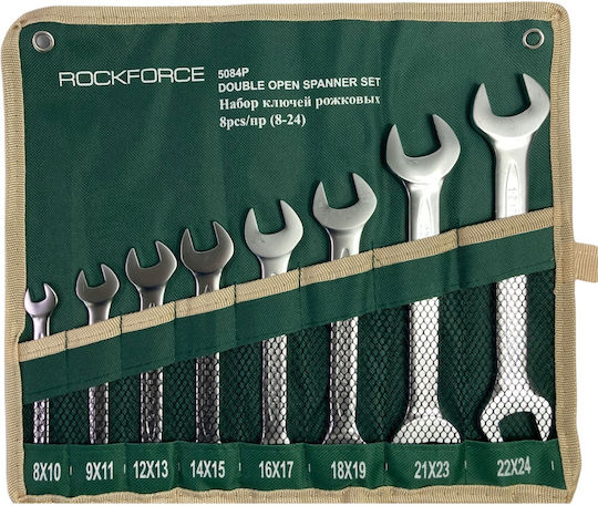 Rockforce Σετ 8 Γερμανικά Κλειδιά με Μέγεθος Κεφαλών από 8mm έως 24mm