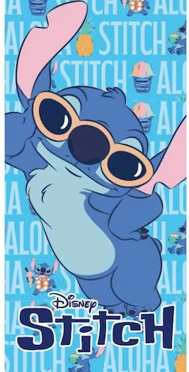Stitch Детска Кърпа За Плаж Синя 70x140см Бързо Съхнене