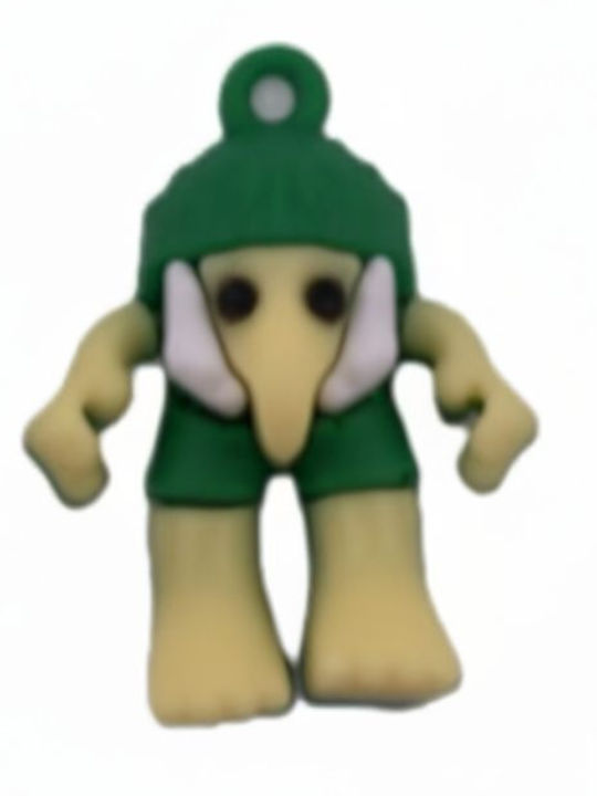 Silicone Keychain Flippy Brainrot Brr Brr Patapim Figurine 3.5 Cm Green