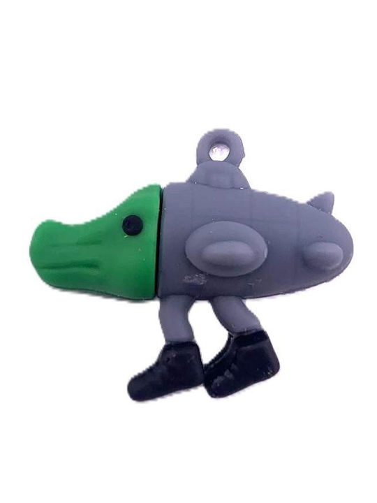 Silicone Schlüsselanhänger Flippy Brainrot Bombardiro Krokodil Figur 4 Cm Grau Grün