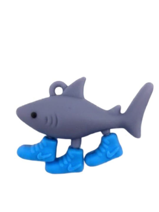 Breloc Din Silicon Flippy Brainrot Tralalero Tralala Figurină 4 Cm Gri Albastru