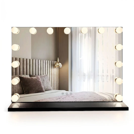 Rea Tape Oglindă Machiaj de Perete cu Lumină 45x58cm Neagră