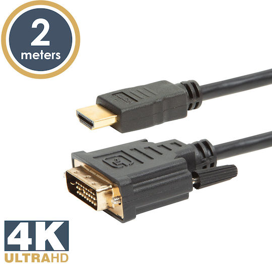 Cablu HDMI La DVI-D 2m 4K Conectori Placati Cu Aur Dual Link 24+1 Video HD