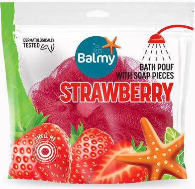 Balmy Strawberry Bath Pouf Soap Pieces