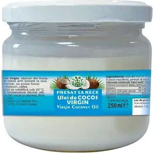 Herbalsana Produs Organic Ulei Virgin De Cocos Virgin Coconut Oil 250ml