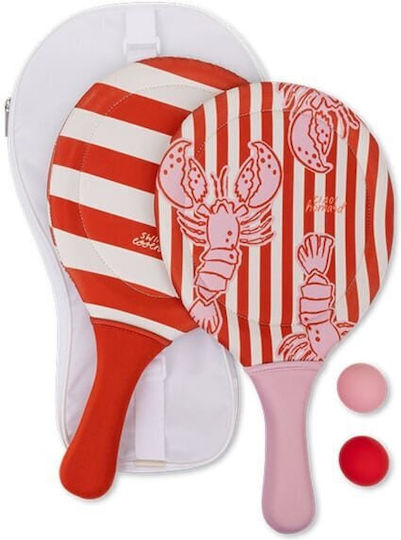 Swim Essentials Beach Tennis Set Lobster Bay Pink Kids Beach Tennis Rackets 2 Balls & Carrying Case 3y+ 1 Set