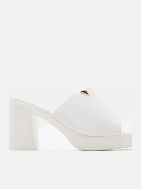 Mules With High Heel In White Colour