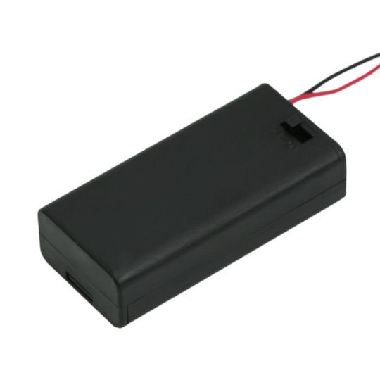 Set 5 Batteriehalter 2 X AA 12 Cm Kabel Ein/Aus Schalter Schwarzer Kunststoffgehäuse Set 5 Stück