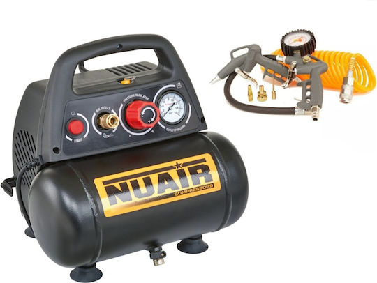 Nuair Car Compressor Oil-free Compressor 6l 8 Bar 1.5hp + Arak6 1 Pc