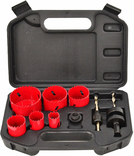 AWTools Set of Bimetal HSS Dry Cutting Hole Saws with Diameter from 22mm to 64mm for Wood and Metal
