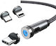 3 In 1 Magnetic Charging Cable 360° + 180° 1 M Micro Type C Iphone 5 V 2.1 A Black