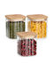 Vilde Set of 3 Glass Jars for Coffee Pasta Cereals with Lid Brown 750ml