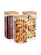Vilde Set of 3 Glass Jars for Coffee Pasta Cereals with Lid Brown 1600ml