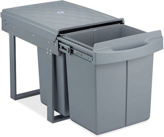 Relaxdays Coș De Gunoi Pentru Dulap Plastic Gri 20lt