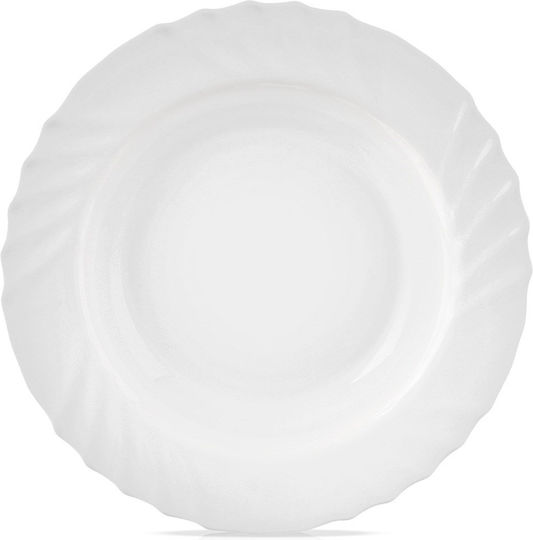 Orion Luna Deep Glass Serving Plate White with Diameter 22.5cm
