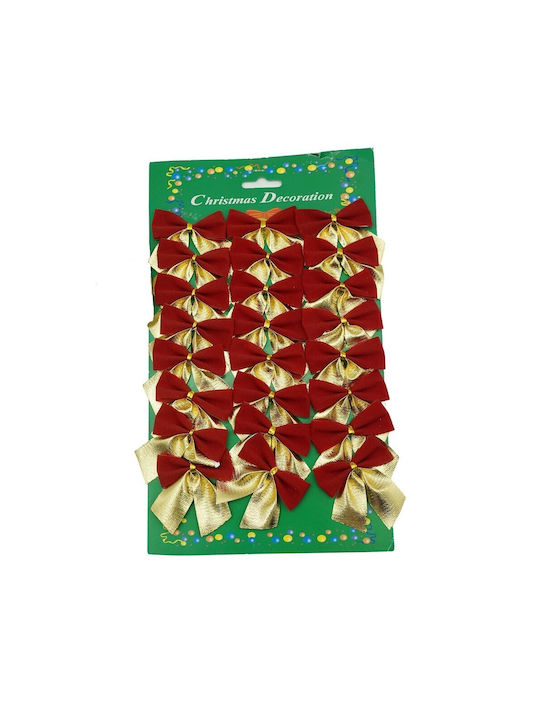 Set 24 Christmas Tree Bows Red-gold 5 X 6 Cm Polyester Alista Home