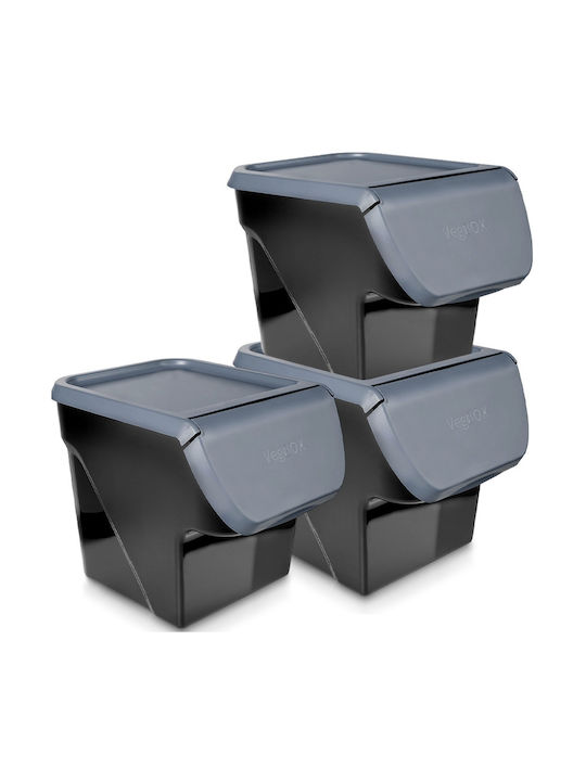 Vilde Set of 3 General Use Boxes with Gray Plastic Lid 3x26x34cm