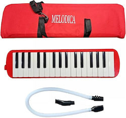 Melodica 32 Keys Flippy Made Abs Beginners 45 X 13 X 7 Cm Includes Case Blower Red