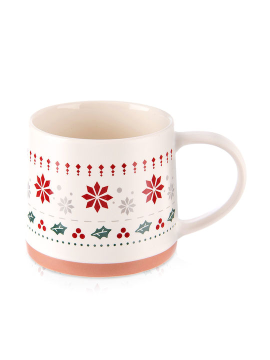Orion Cană Porțelan Albă De Crăciun 13x9.5x8.5cm 380ml