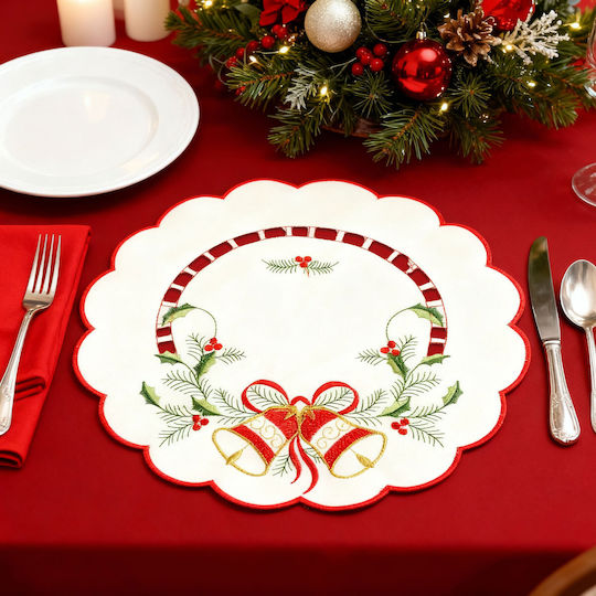 Alista Home Tischsets Rund Stoff Rote 29cm