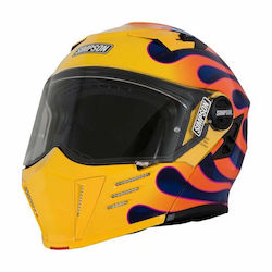 Simpson Darksome Flip-Up Motorcycle Helmet with Sun Visor ECE 22.06 Wildfire