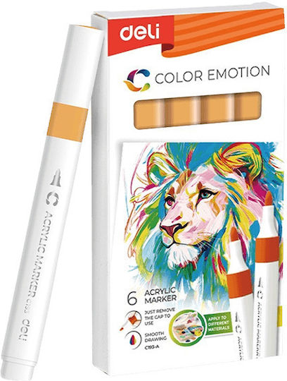 Deli Design Markers Color Emotion Orange Set 6pcs
