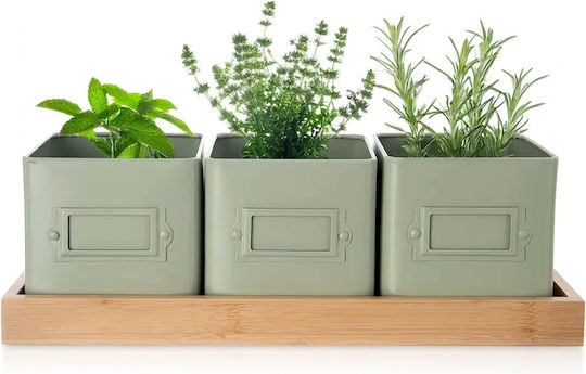Orion Metal Plant Pots Green 4pcs