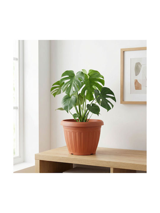 Ghiveci De Flori Din Plastic Culoare Teracotă Ø25 Cm Pentru Plante De Interior Și Exterior