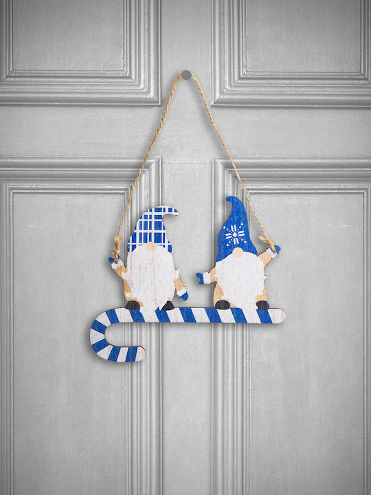 Blue Wooden Christmas Elf Decoration 15 Cm