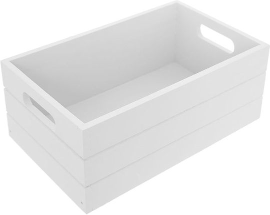 Orion Bamboo White Storage Basket 26x16x11cm