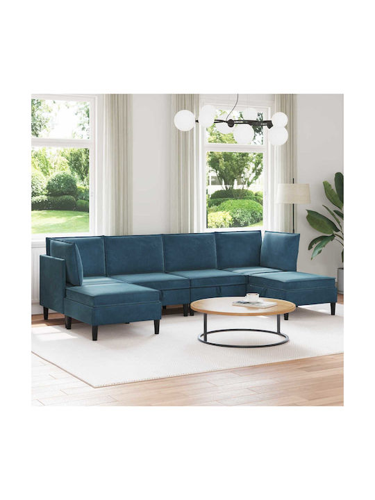 Ecksofa Samt mit Stauraum Blau 280x140x82cm