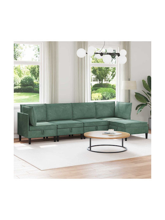 Ecksofa Samt mit Stauraum Blau 280x140x82cm