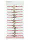 Martisor Bracelet Women Jolie Flower Heart Design Set 12 Pieces Gold Stainless Steel Pendant Adjustable Red Cord