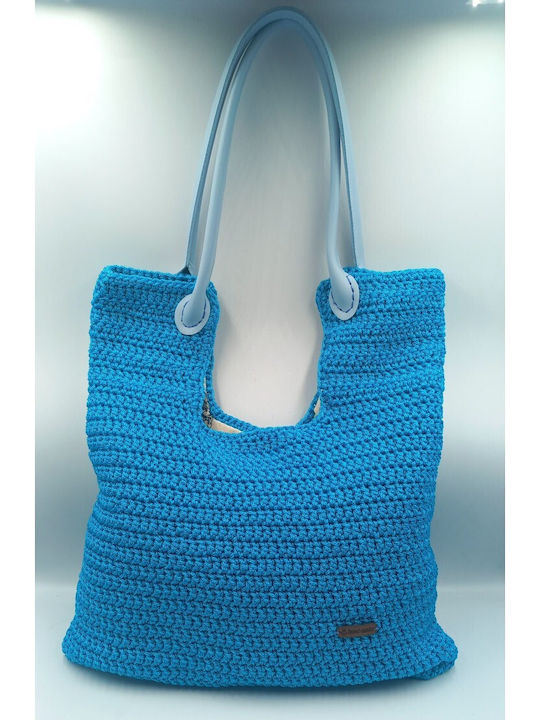 Leather Women's Tote Handbag Light Blue
