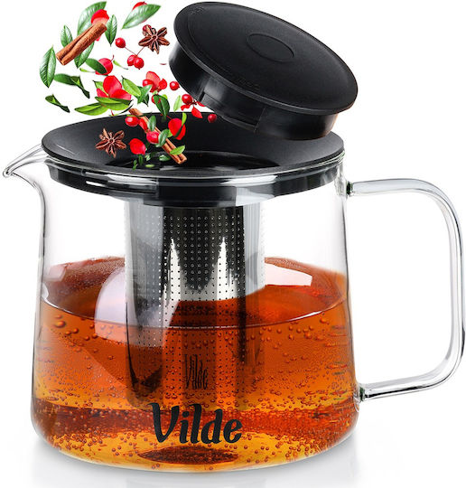 Vilde Ceainic cu Filtru din Sticlă Transparentă 1500ml