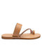 Leather Women's Flat Sandals Tabac Brown