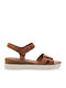 Leather Women's Flat Sandals Flatforms Brown