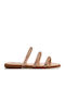 Leather Women's Flat Sandals Gold
