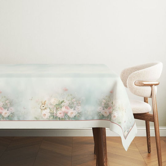 Față De Masă 100% Bumbac Model Floral Verde Mentă 140x220 Cm Romeo