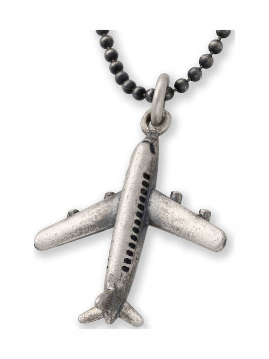 Men's Airplane Pendant Handmade Silver 925 Cord...