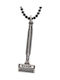 Halskette Herren Retro Rasiermesser Handgefertigt Silber 925 Kordel Technoderm 60cm
