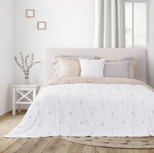 Nima Amelia Κουβερλί Υπέρδιπλο Microfiber Σομόν-λευκό 240x260cm