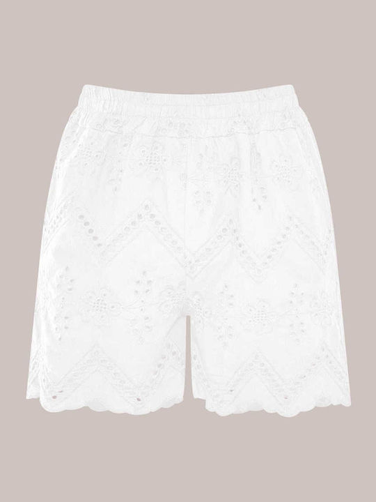 Celestino Damen-Shorts Besticktes Baumwoll Weiß