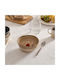Round Ceramic Beige Serving Bowl with Diameter 14cm